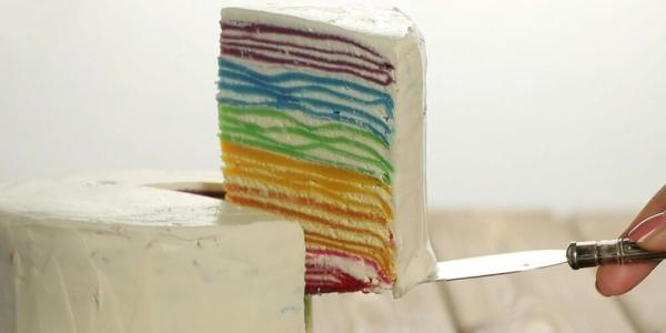 طرز تهیه کیک پنکیک رنگین کمانی همراه ویدیو