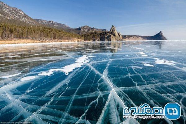 دریاچه بایکال ، خطوط زیبایی یخ زده بر روی دریاچه